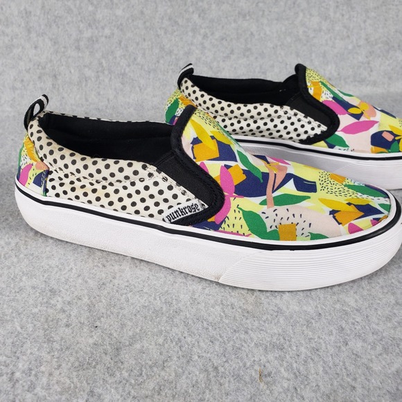 Punkrose Slip On Memory Foam Sneakers Black White Polka Dot Abstract Sole Red - Picture 10 of 15